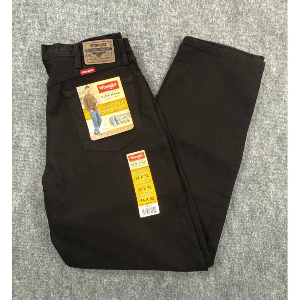 Wrangler Mens Relaxed Fit Black Denim Jeans 97601CB 34x32